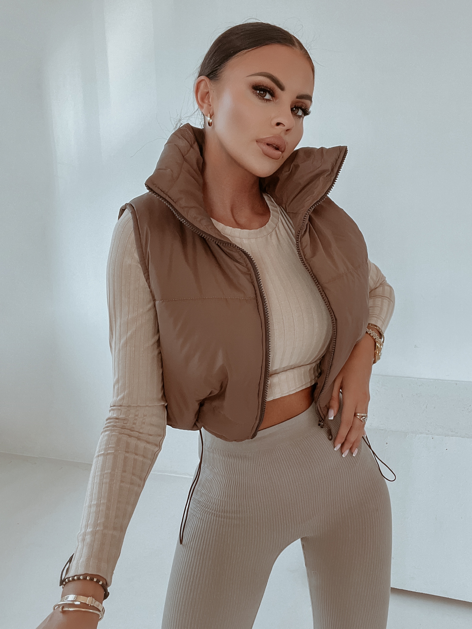 Kamizelka pikowana O'la Voga Warm Shot c.beżowa