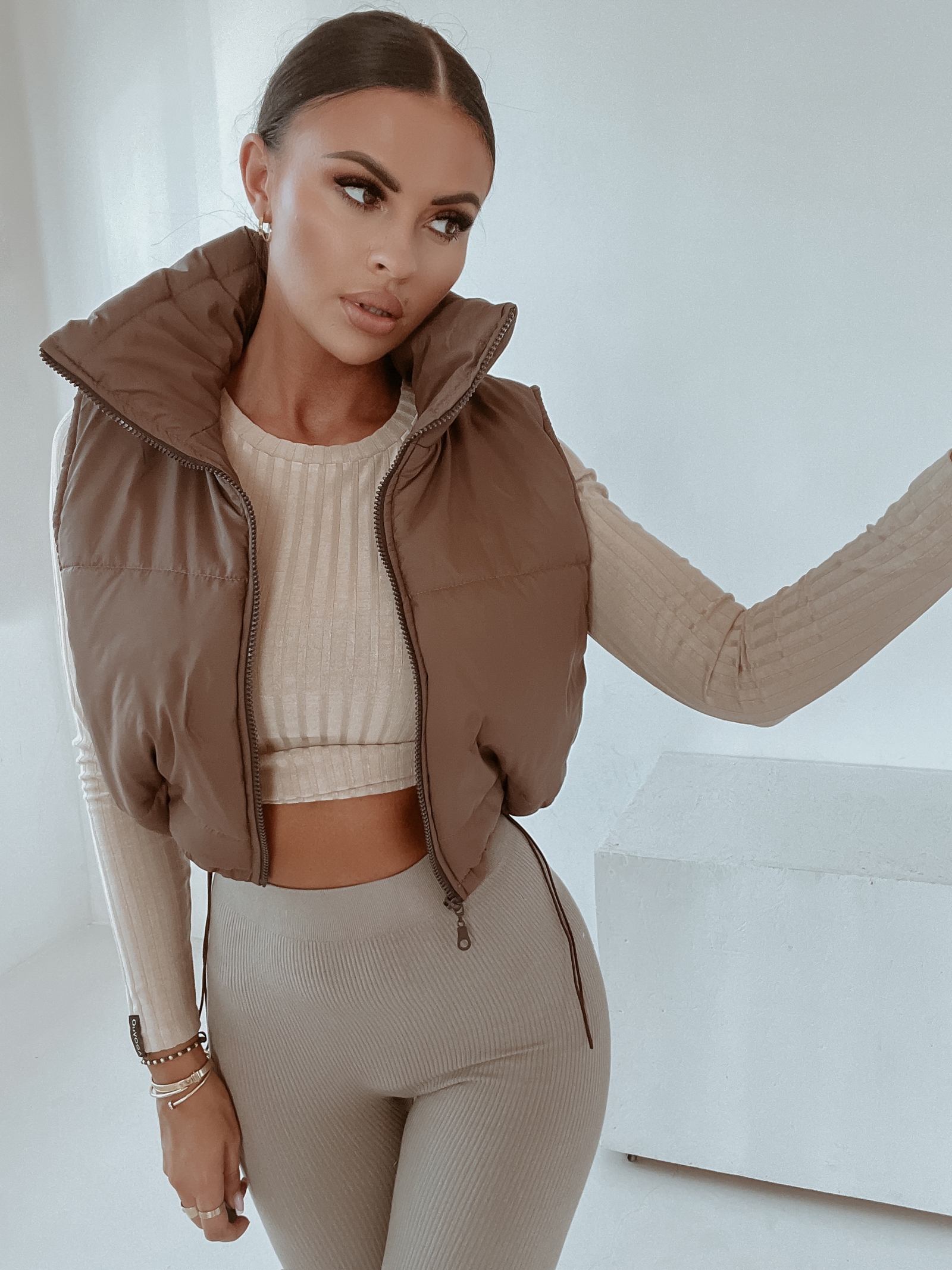 Kamizelka pikowana O'la Voga Warm Shot c.beżowa