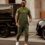 Spodnie dresowe męskie Orange Detail Ola Voga khaki