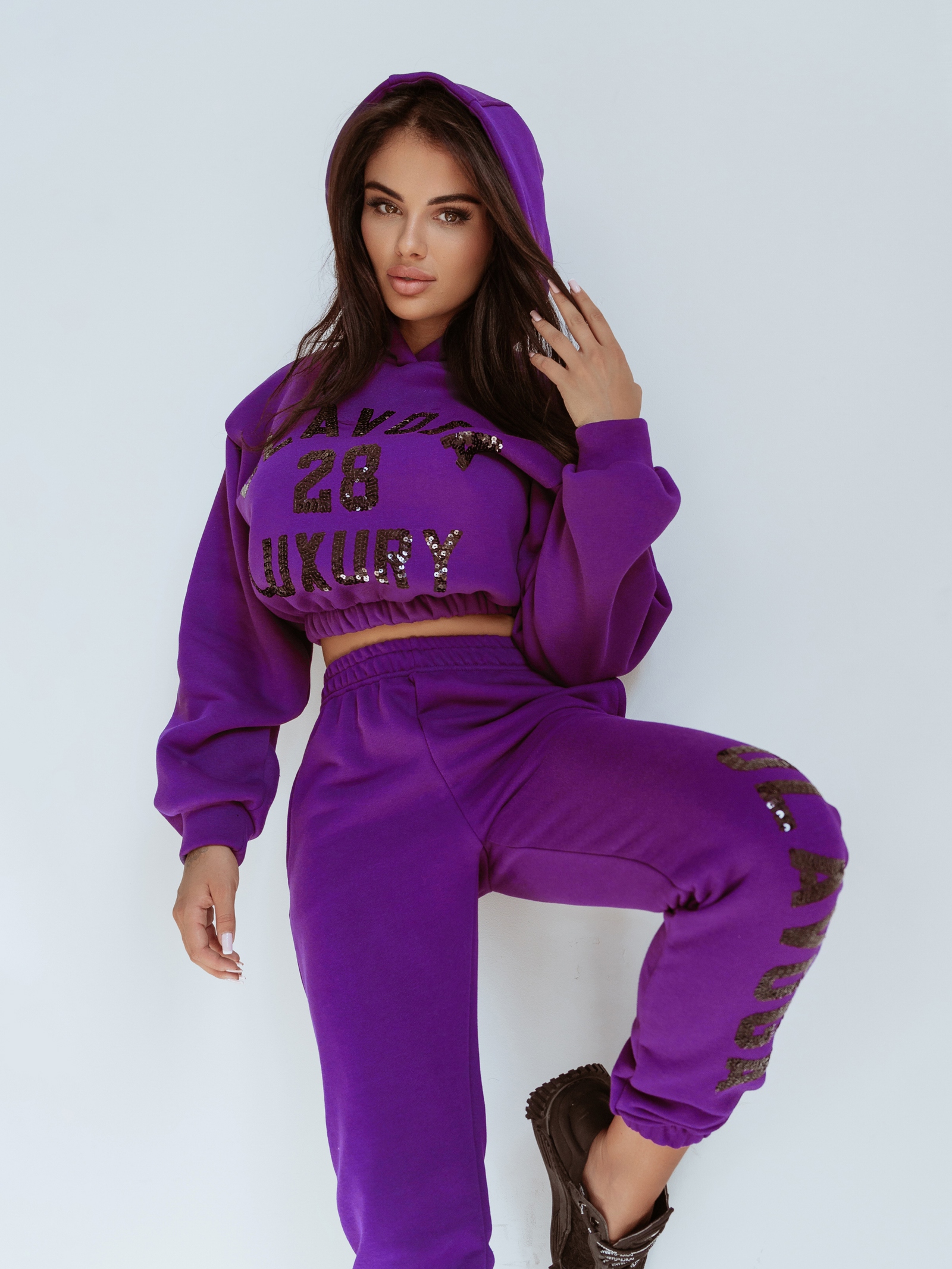 Komplet dresowy O'la Voga Black Bling c.fioletowy