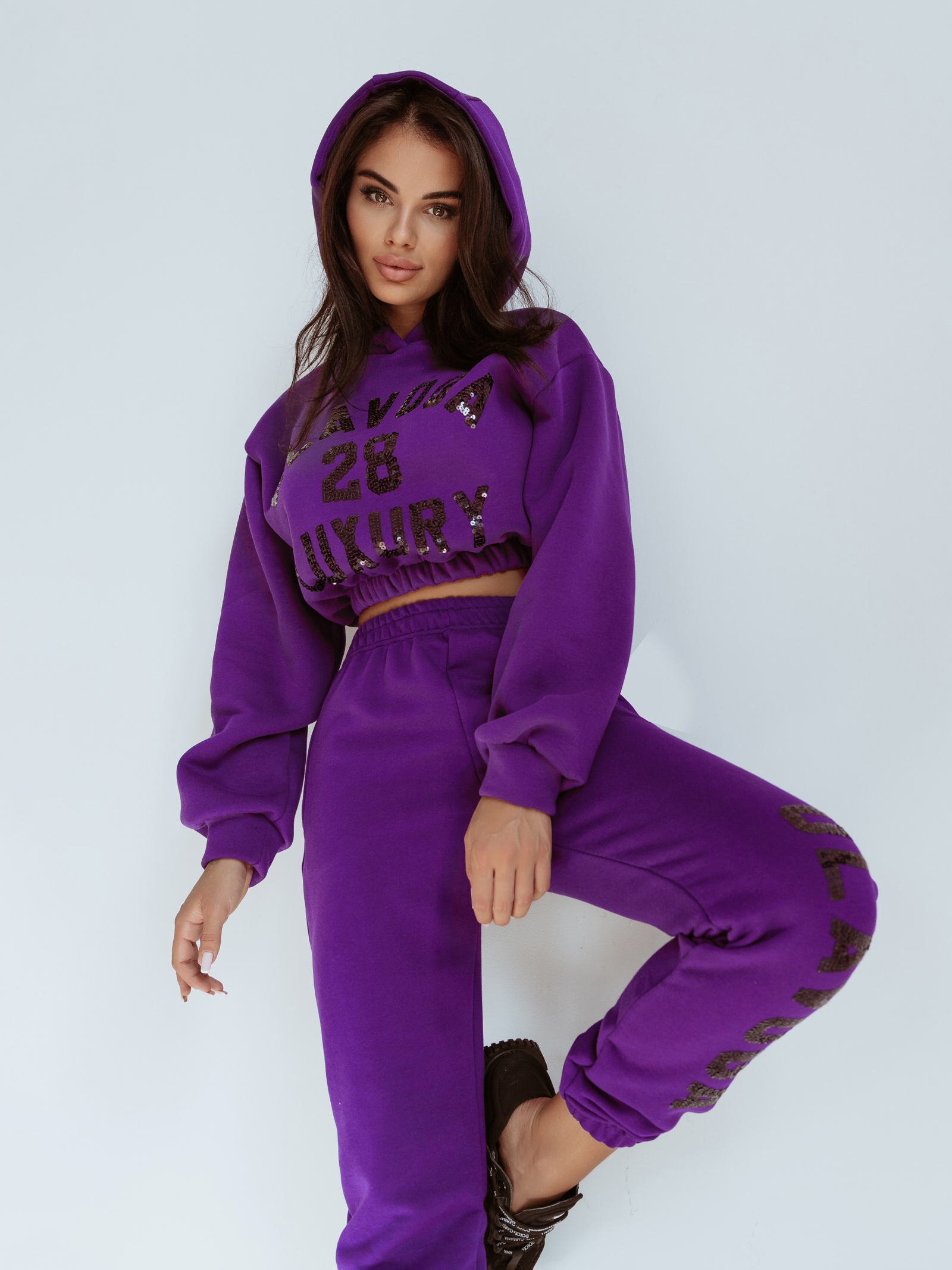 Komplet dresowy O'la Voga Black Bling c.fioletowy