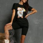 T-shirt z cyrkoniami TEDI super czarny