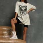 T-shirt oversize American Custom szary