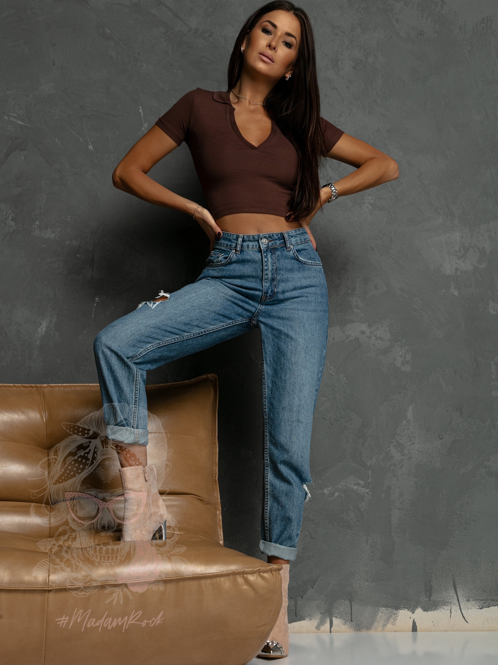 Bluzka polo Game czekoladowa