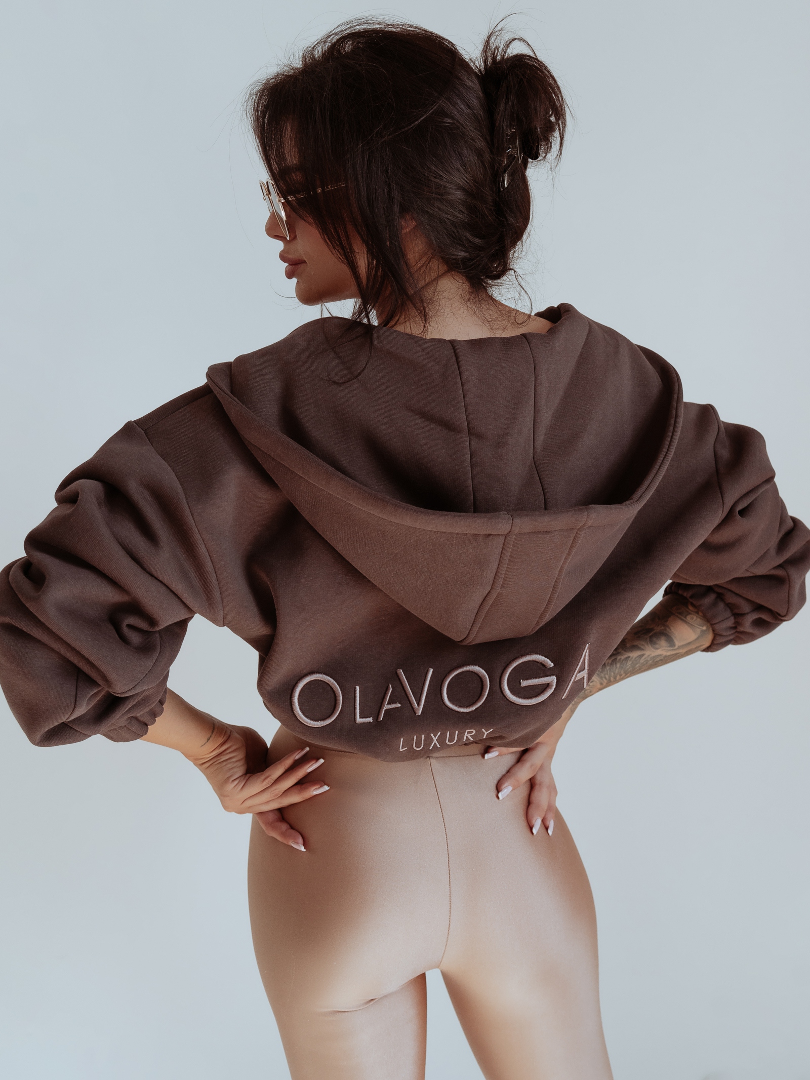 PREORDER Legginsy taliowane Elastic Bling Ola Voga beżowe