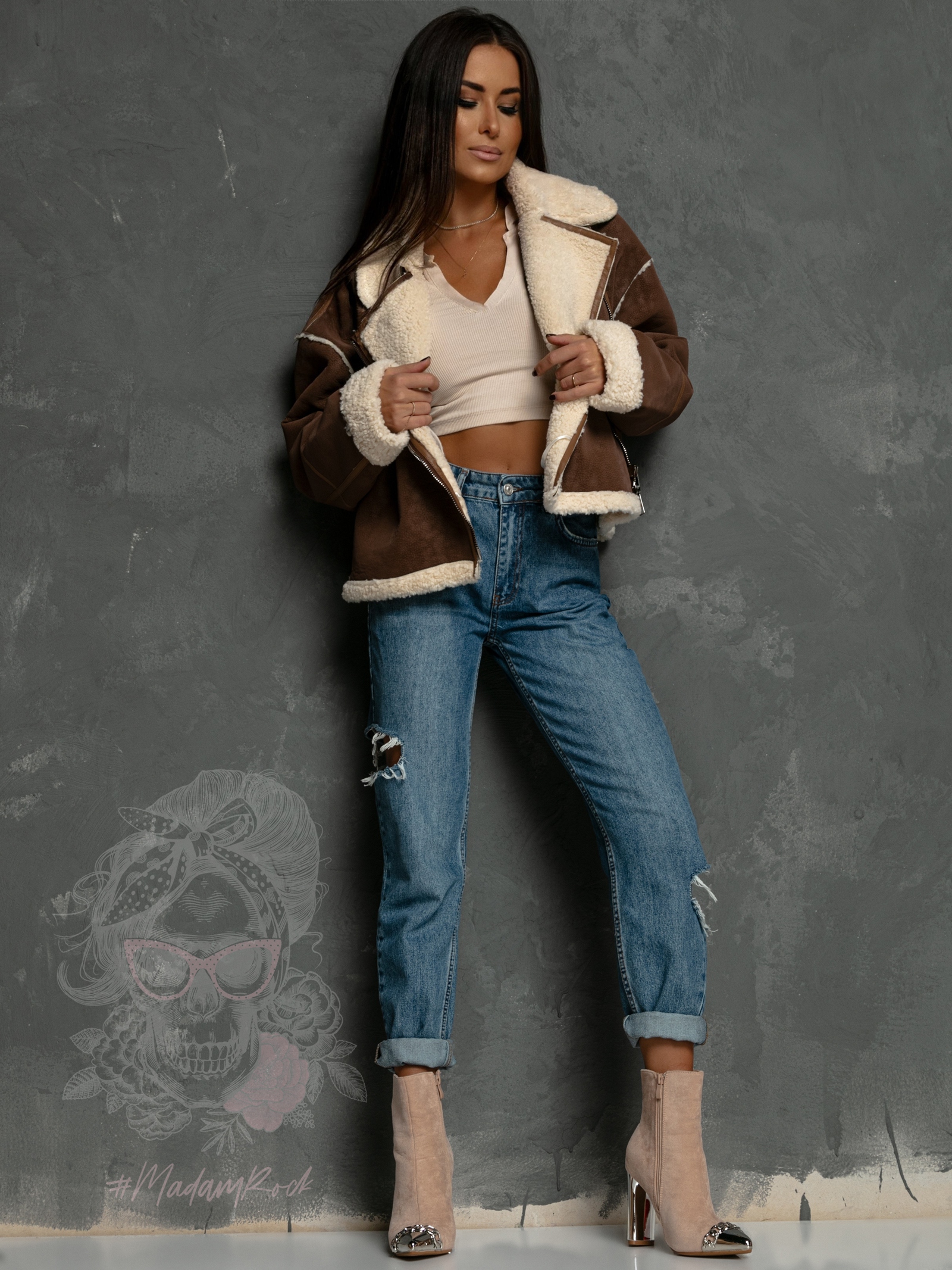 Kurtka kożuszek ramoneska Harlem brązowa