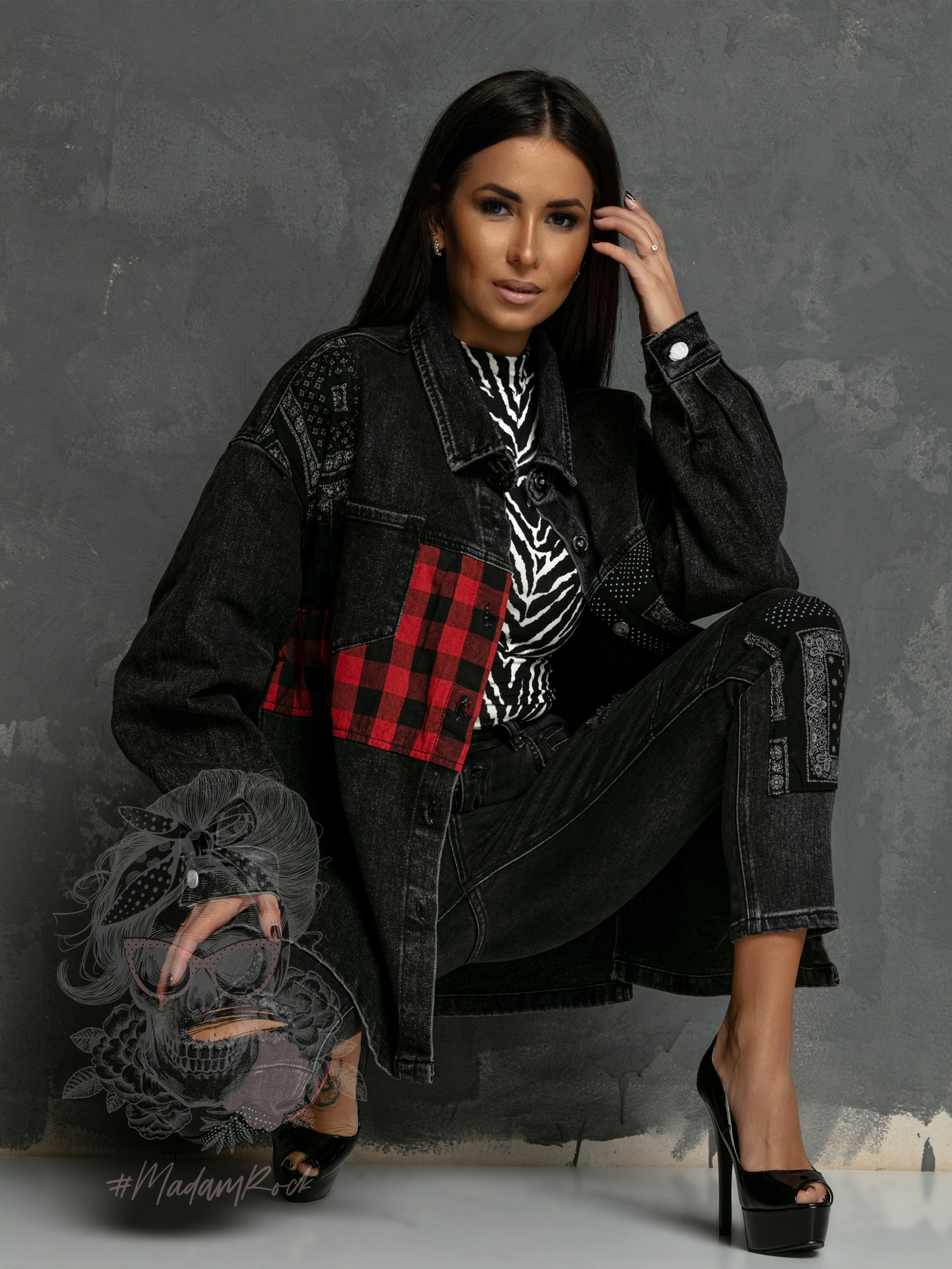 Katana jeansowa Moonwash czarna bandamka