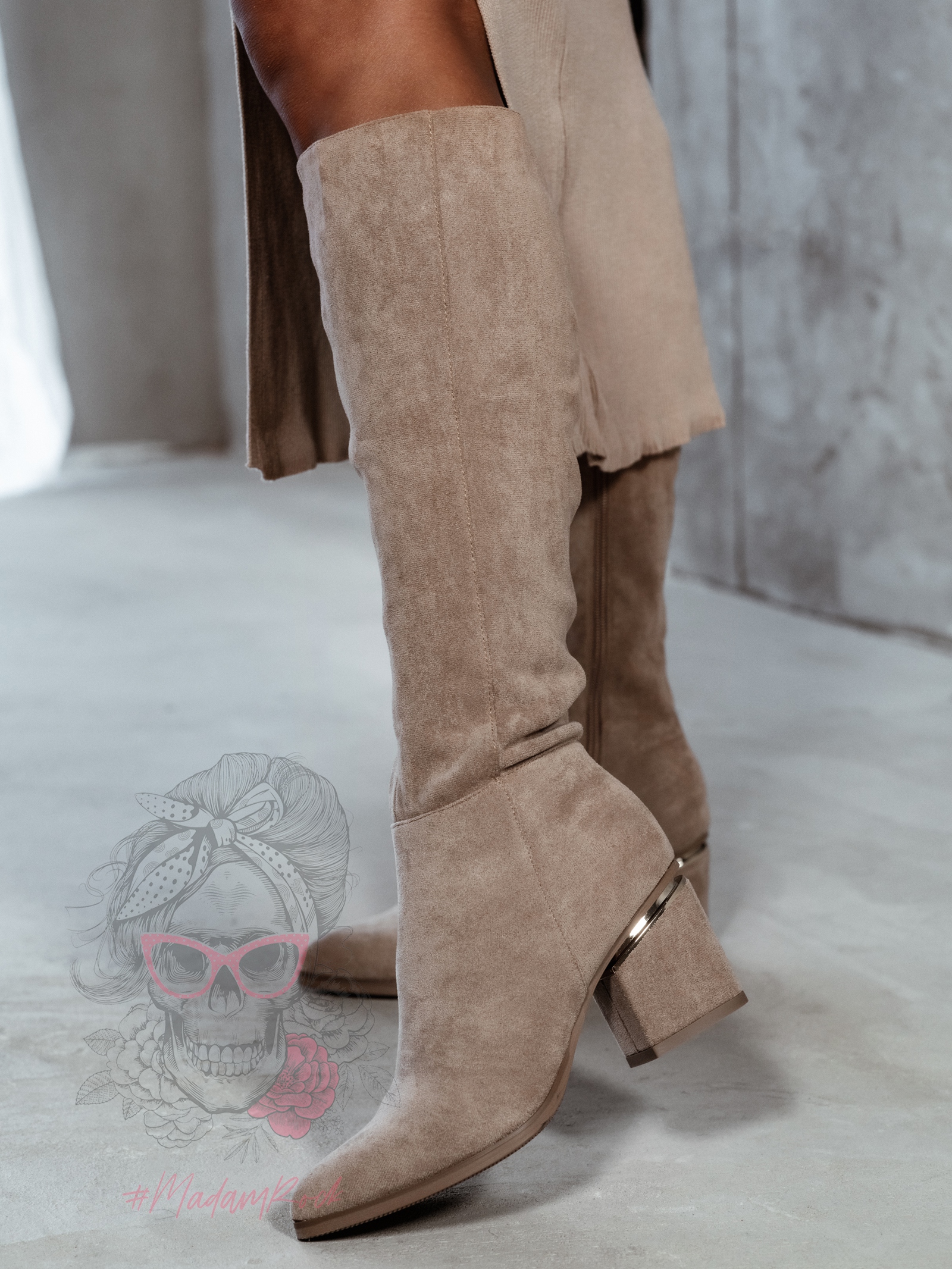 Kozaki zamszowe Madam Eluo cappuccino