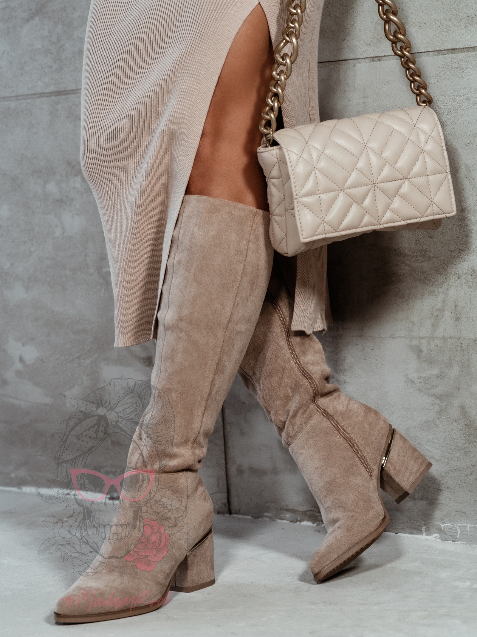 Kozaki zamszowe Madam Eluo cappuccino