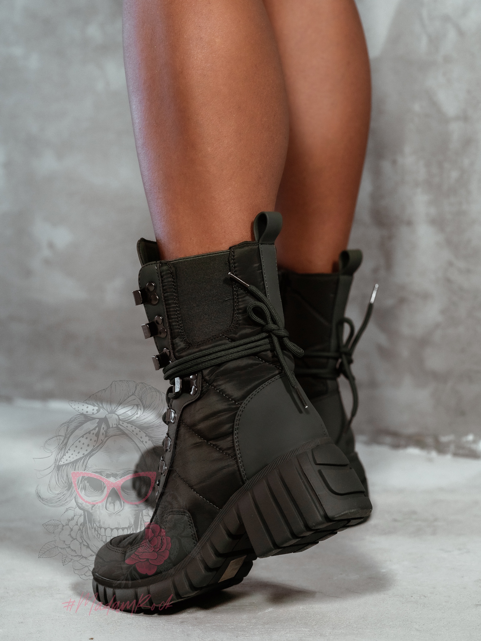 Trapery lakierowane Rock Cocoon khaki