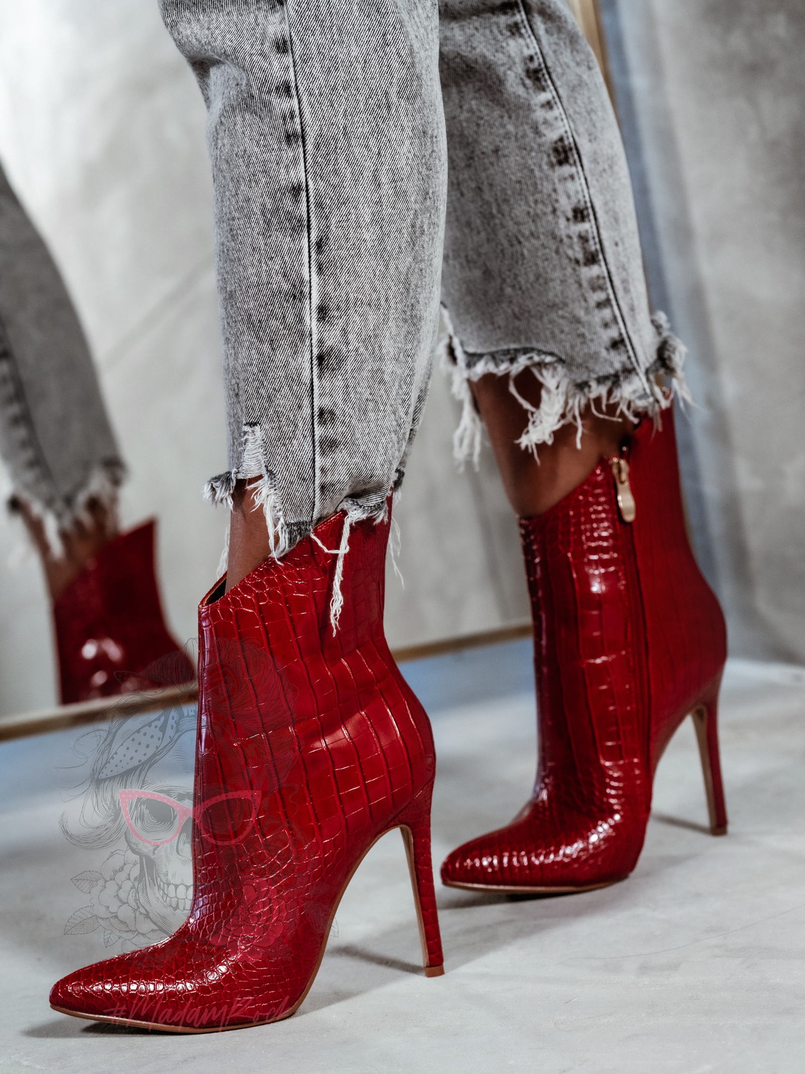 Botki szpilki Rock Bias czerwone