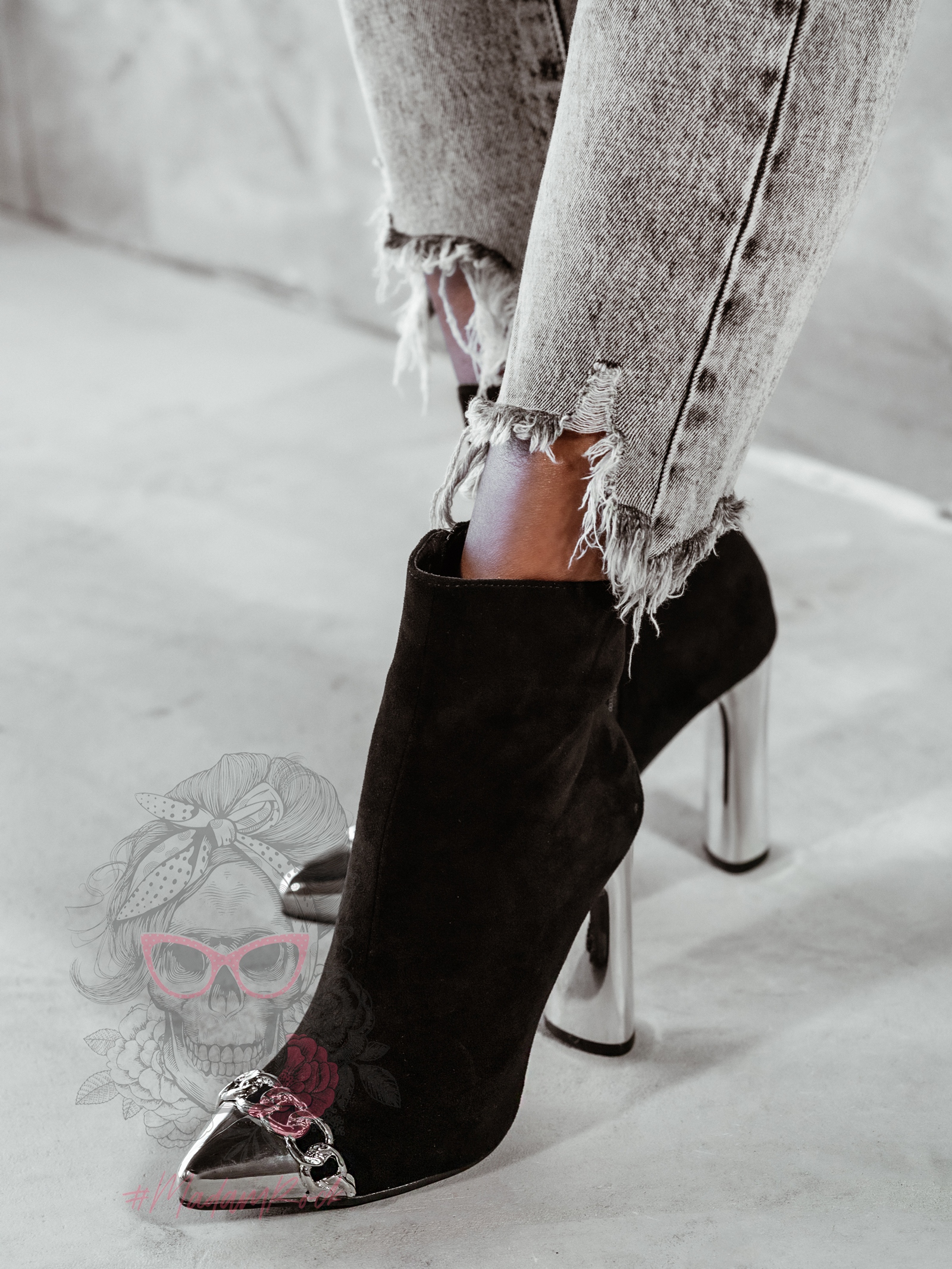 Botki na słupku Madam Erol czarne