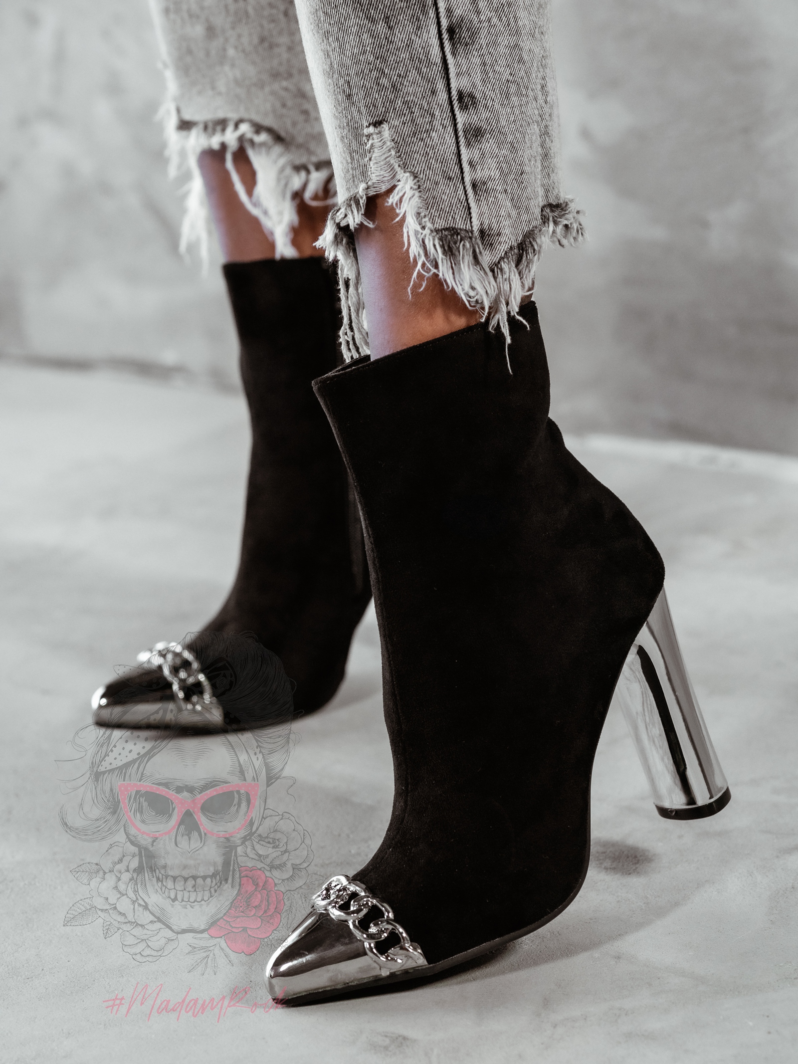 Botki na słupku Madam Erol czarne