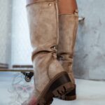 Kozaki na klocku Madam Waggon beżowe