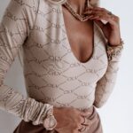 Body elastyczne Rich Print Ola Voga beżowe