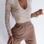 Body elastyczne Rich Print Ola Voga beżowe