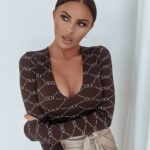 Body elastyczne Rich Print Ola Voga brązowe