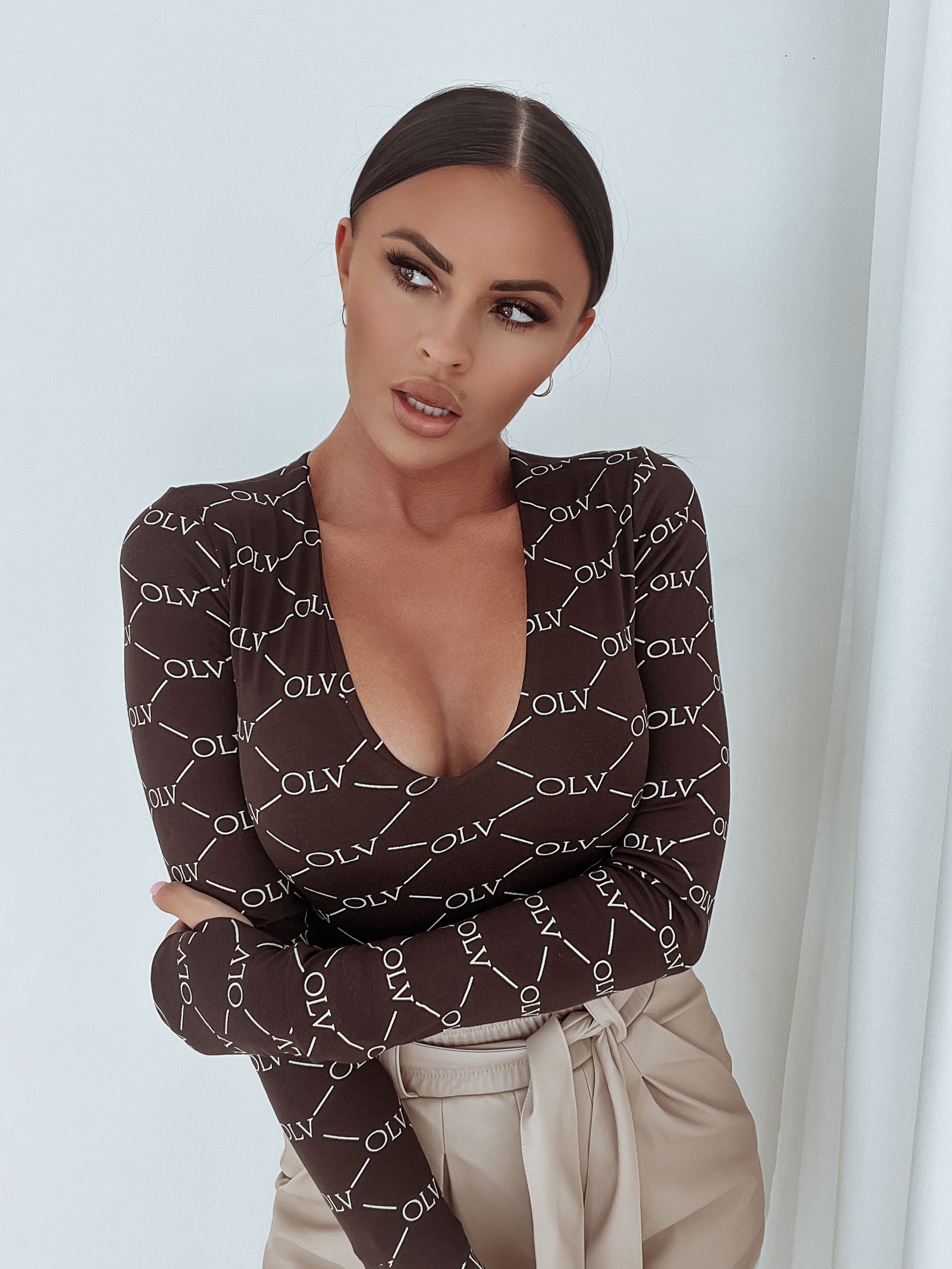 Body elastyczne Rich Print Ola Voga brązowe Body elastyczne Rich Print Ola Voga brązowe