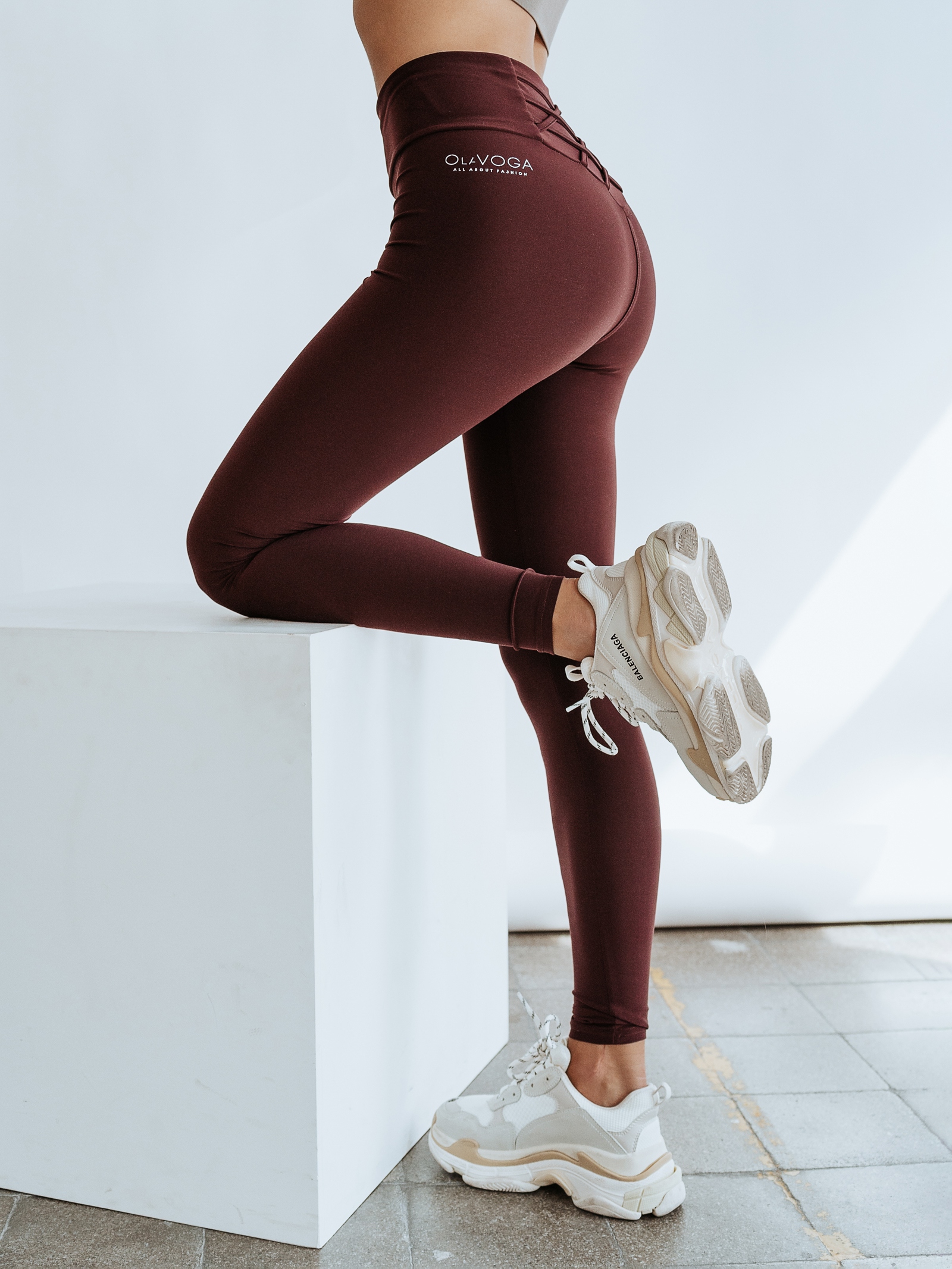 Legginsy dopasowane Klara Ola Voga bordowe