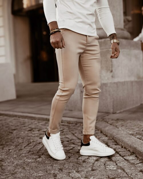 Spodnie męskie slim fit Mr.Gentelman Ola Voga beżowe