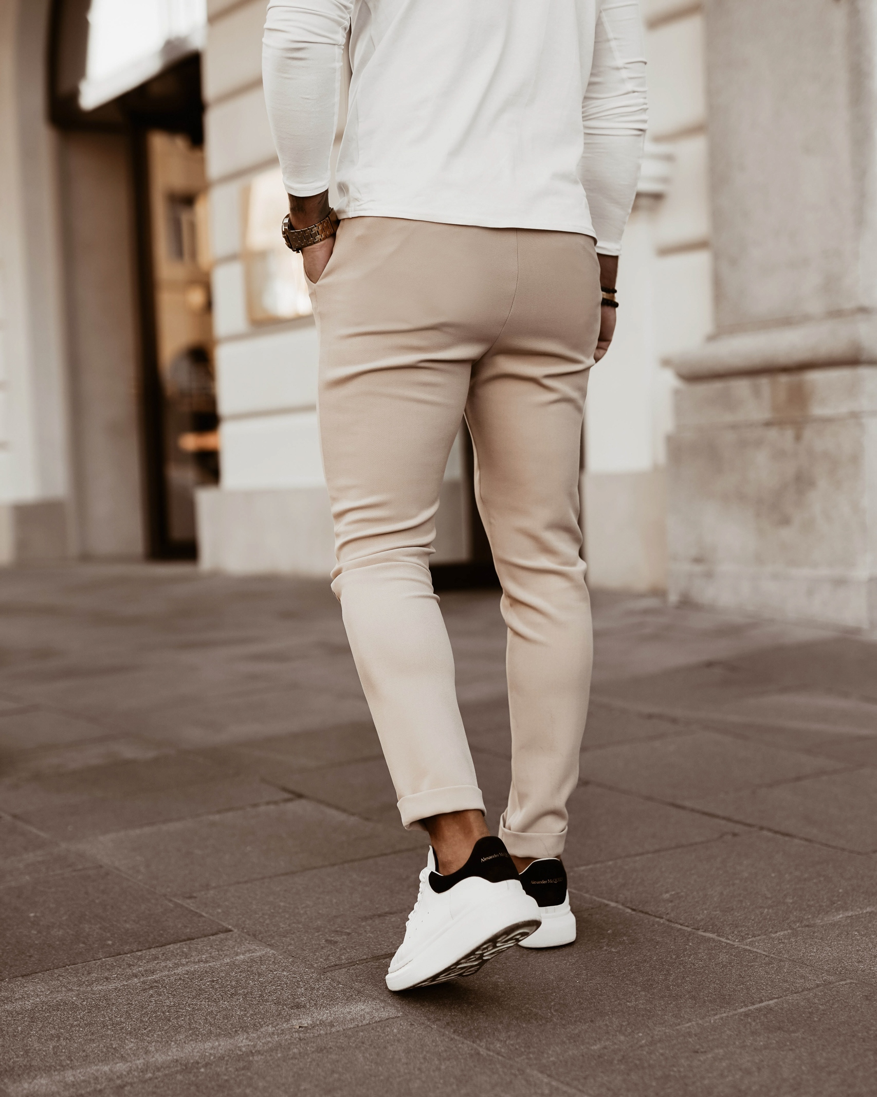 Spodnie męskie slim fit Mr.Gentelman Ola Voga beżowe