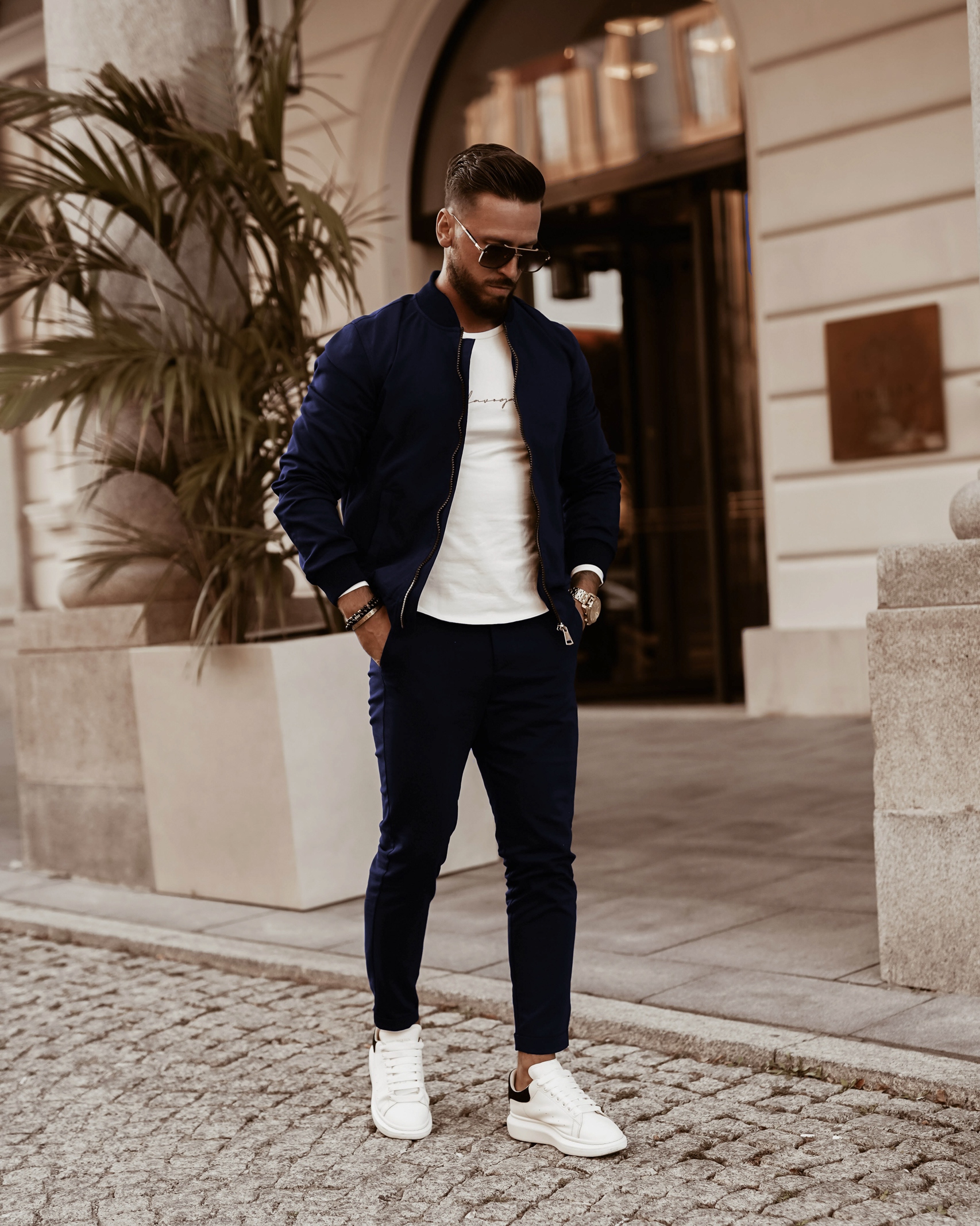 Spodnie męskie slim fit Mr.Gentelman Ola Voga granatowe