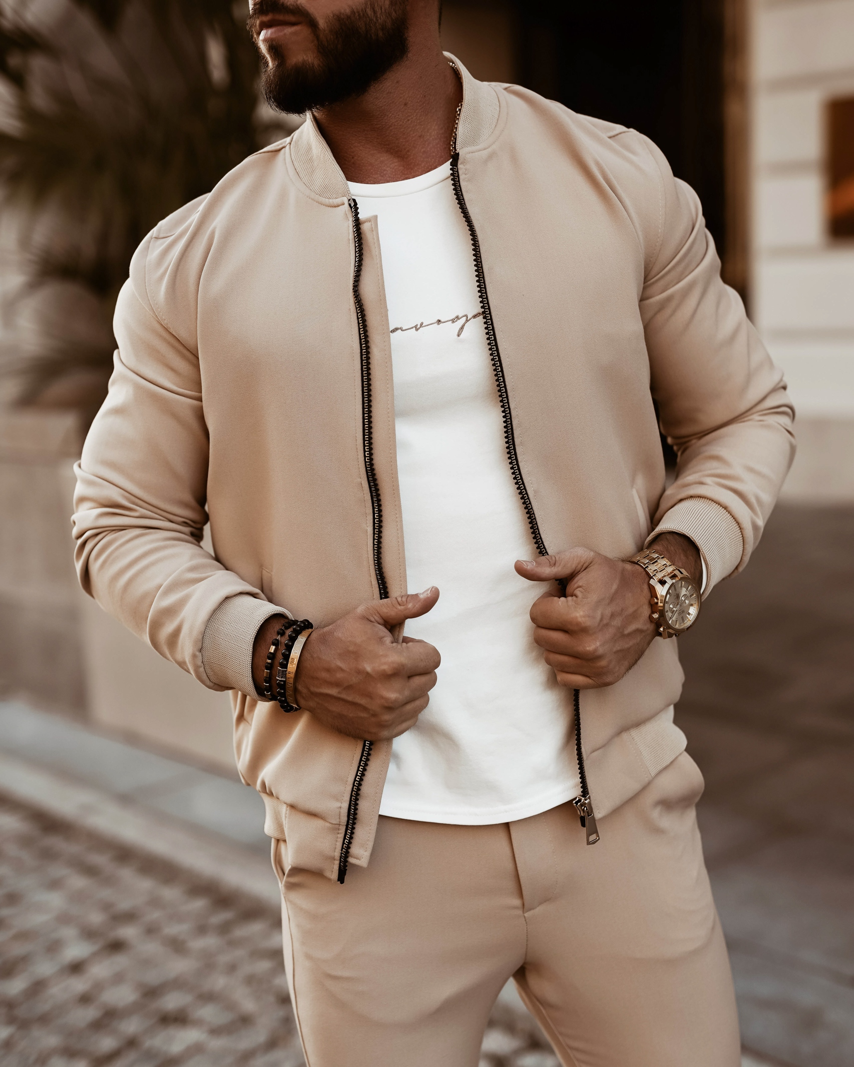 Kurtka bomberka męska Mr.Olavoga beżowa Kurtka bomberka męska Mr.Olavoga beżowa