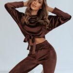 Komplet welurowy Ola Voga Autumn Colors brązowy