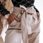 Spodnie skórzane Chic Leather Ola Voga beżowe