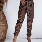 Spodnie skórzane Chic Leather Ola Voga brązowe