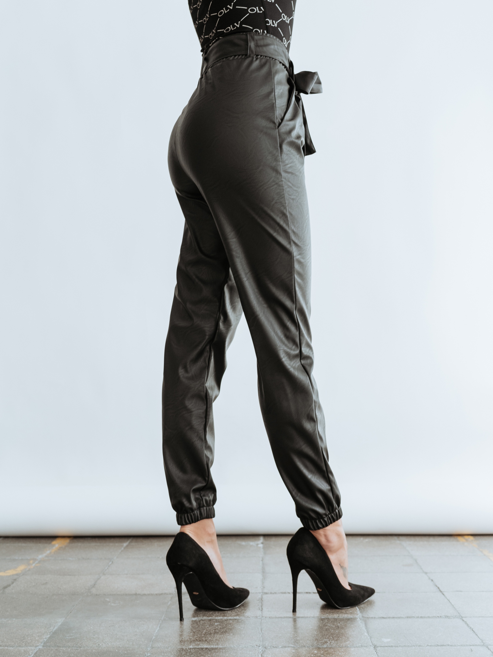 Spodnie skórzane Chic Leather Ola Voga czarne