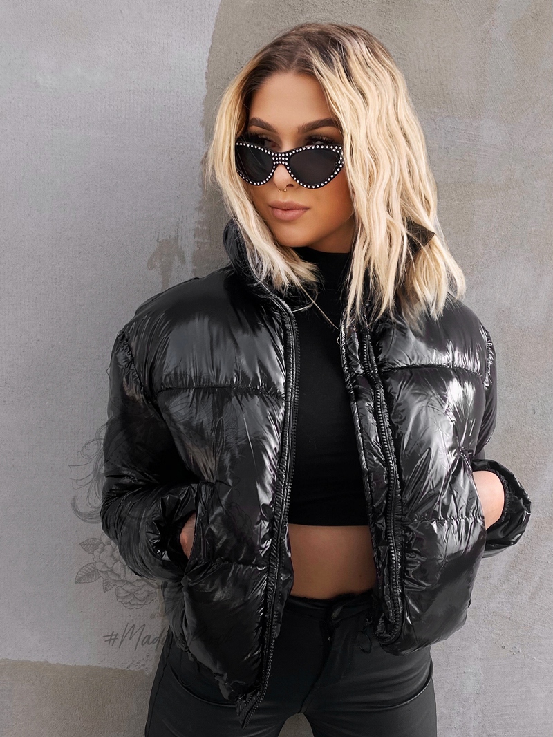 -wyprzedane-Kurtka bomberka lakierowana Blink czarna -wyprzedane-Kurtka bomberka lakierowana Blink czarna