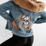 Kurtka jeansowa dwustronna z Czaszką TheOne niebieska