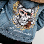 Kurtka jeansowa dwustronna z Czaszką TheOne niebieska
