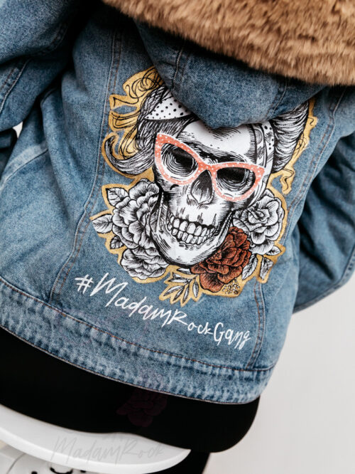Kurtka jeansowa dwustronna z Czaszką TheOne niebieska