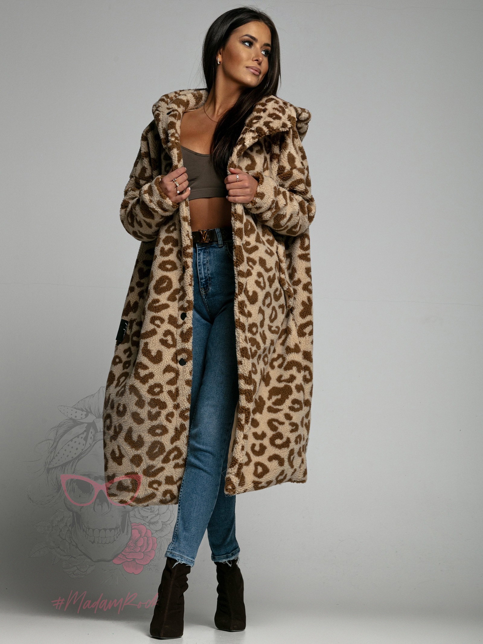 Płaszcz z misia MC Teds beżowy w cętki