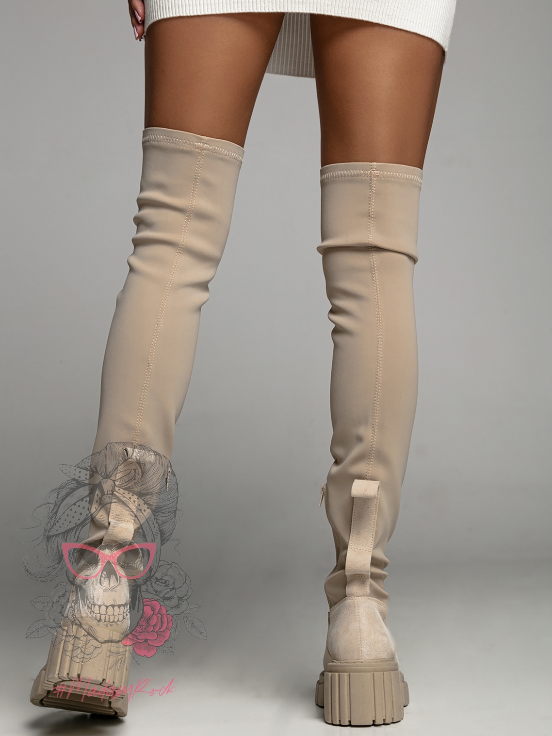 -wyprzedane-Kozaki z elastyczną cholewką Rock Movie beżowe