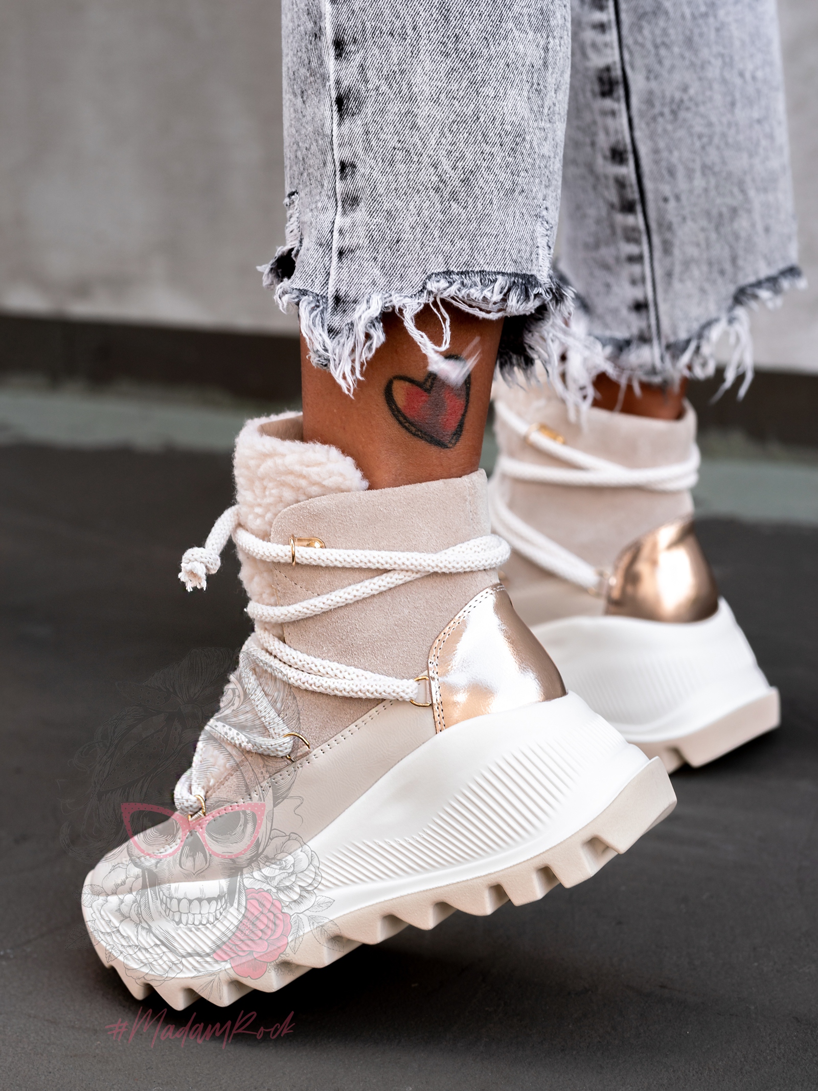 Sneakersy z kożuszkiem Madam Abrigo beżowe Sneakersy z kożuszkiem Madam Abrigo beżowe