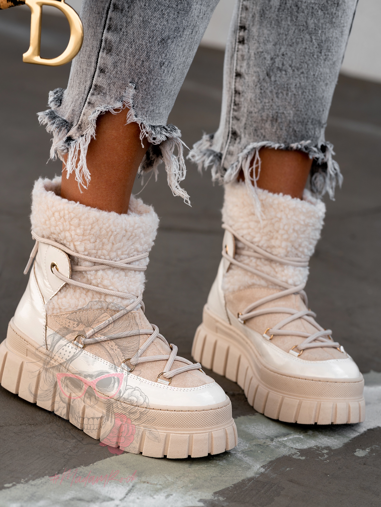 Botki z kożuszkiem Madam ItaLapi beżowe