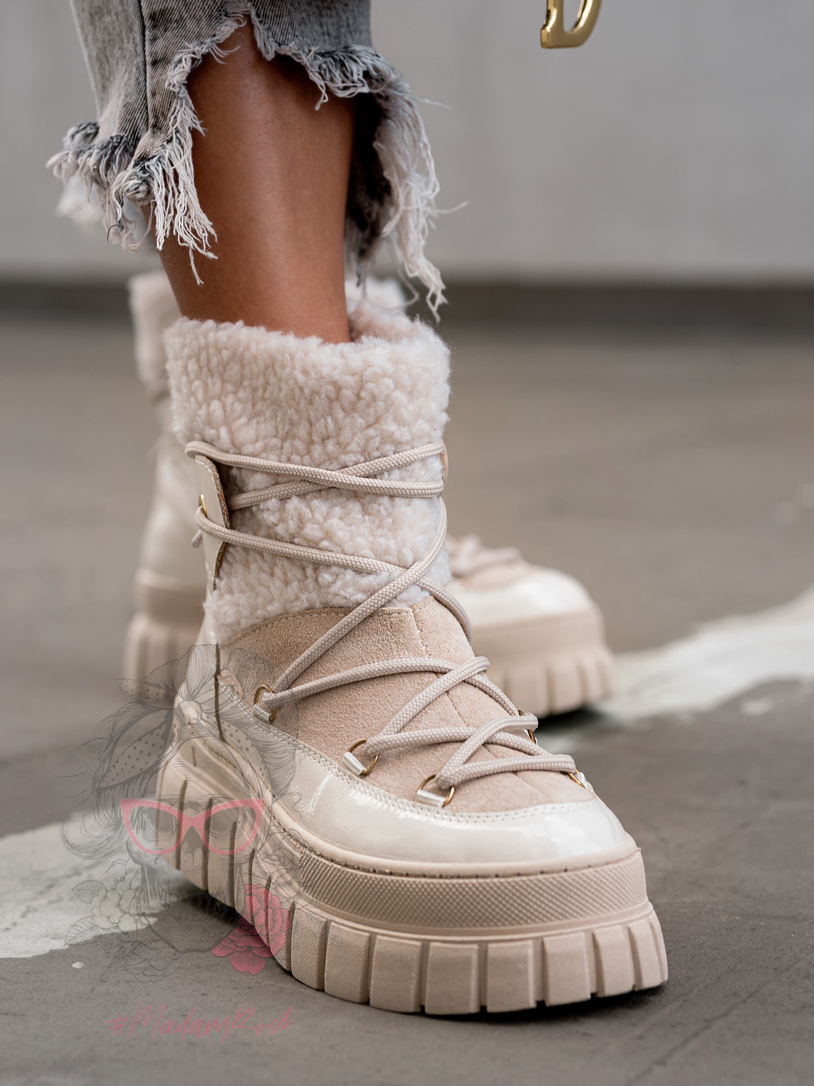 Botki z kożuszkiem Madam ItaLapi beżowe