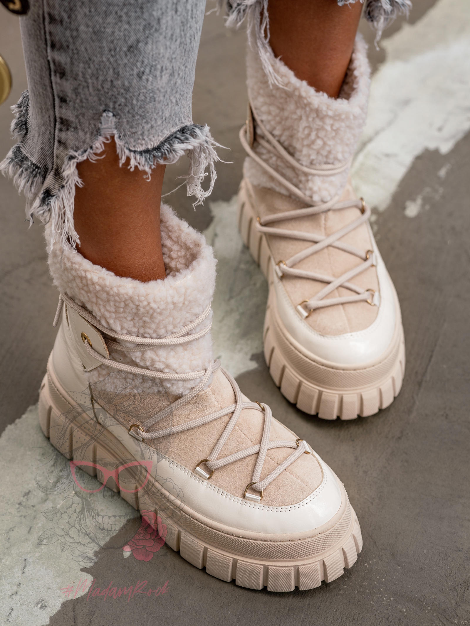 Botki z kożuszkiem Madam ItaLapi beżowe