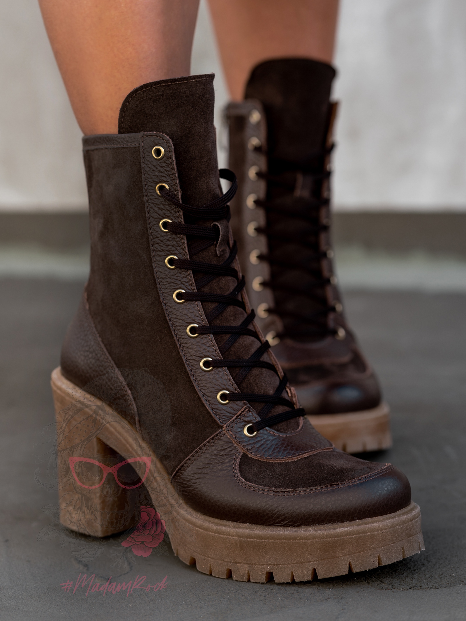 Botki skórzane Madam Salla brązowe