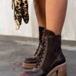 Botki skórzane Madam Salla brązowe