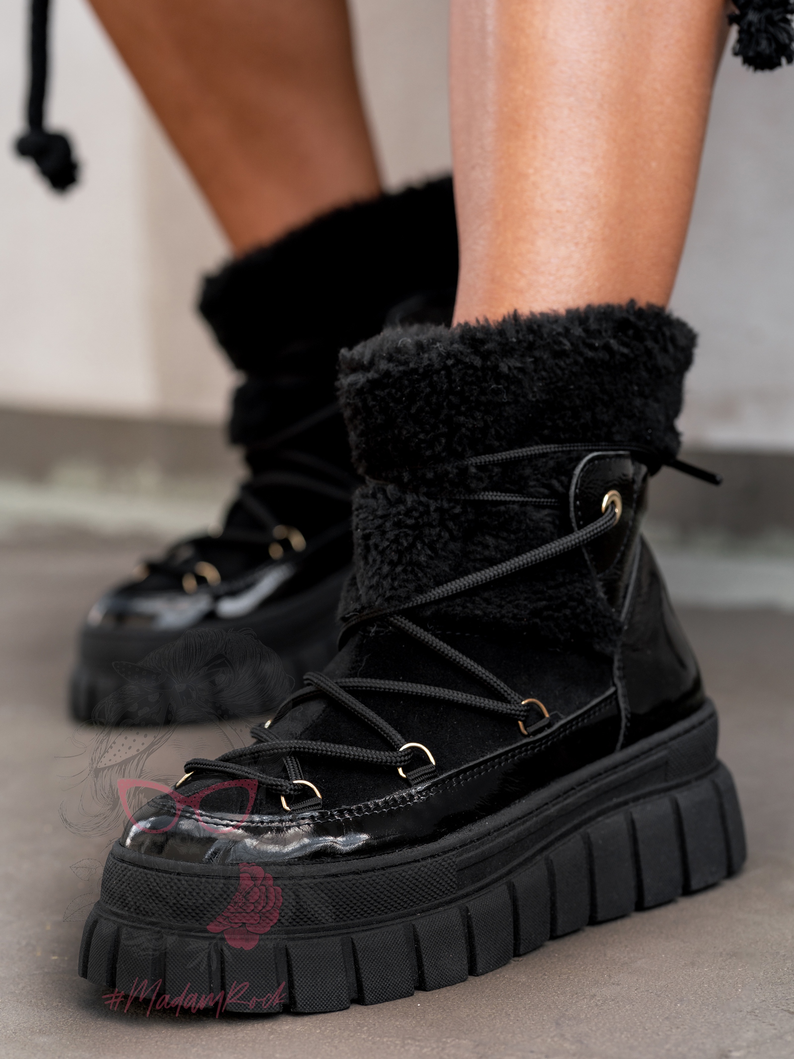 Botki z kożuszkiem Madam ItaLapi czarne Botki z kożuszkiem Madam ItaLapi czarne