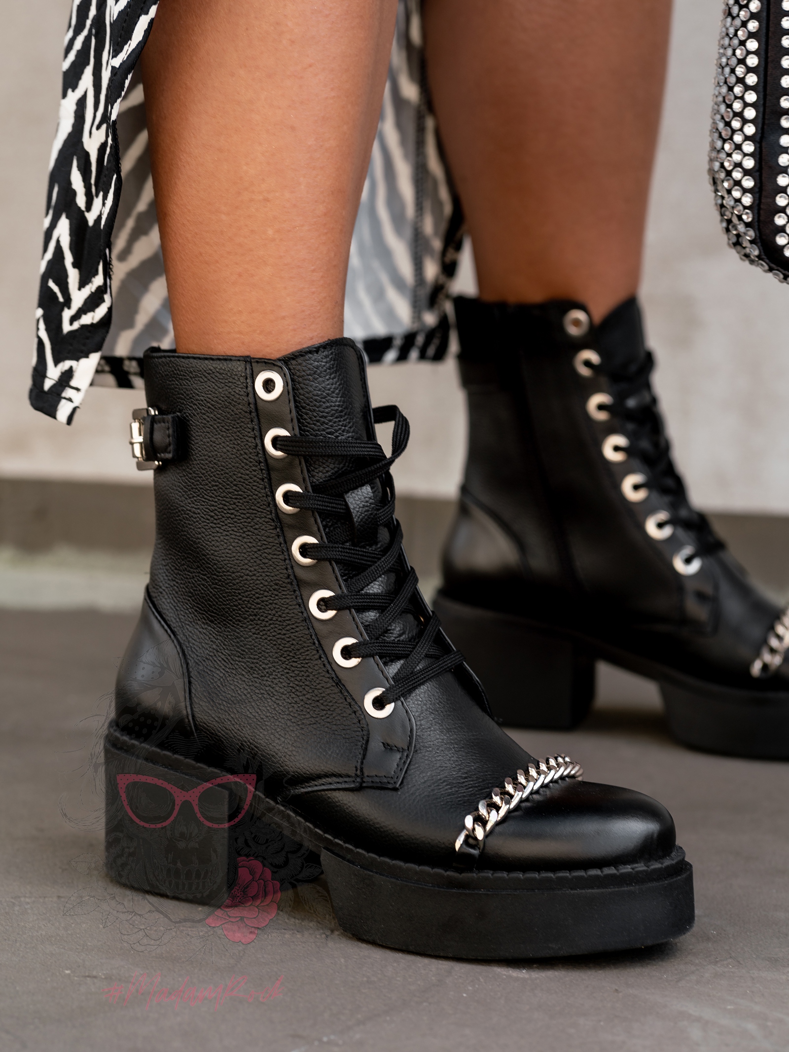 Botki skórzane Kemi Rock czarne