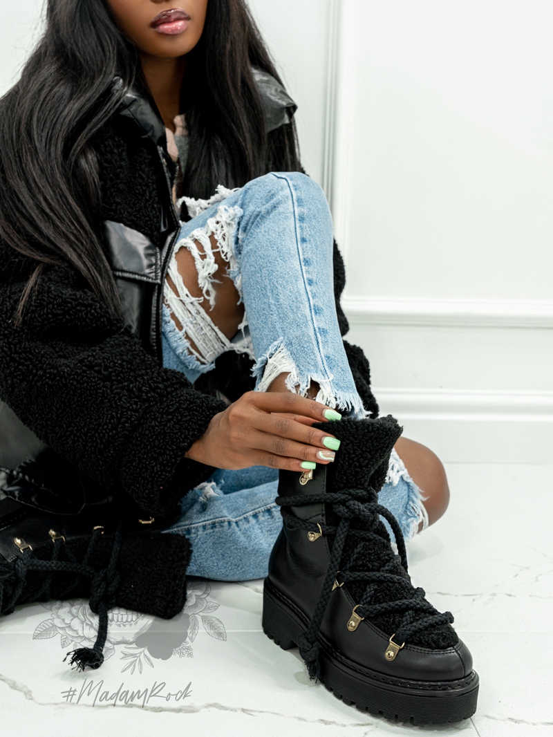 Śniegowce z kożuszkiem Aries Rock czarne Śniegowce z kożuszkiem Aries Rock czarne