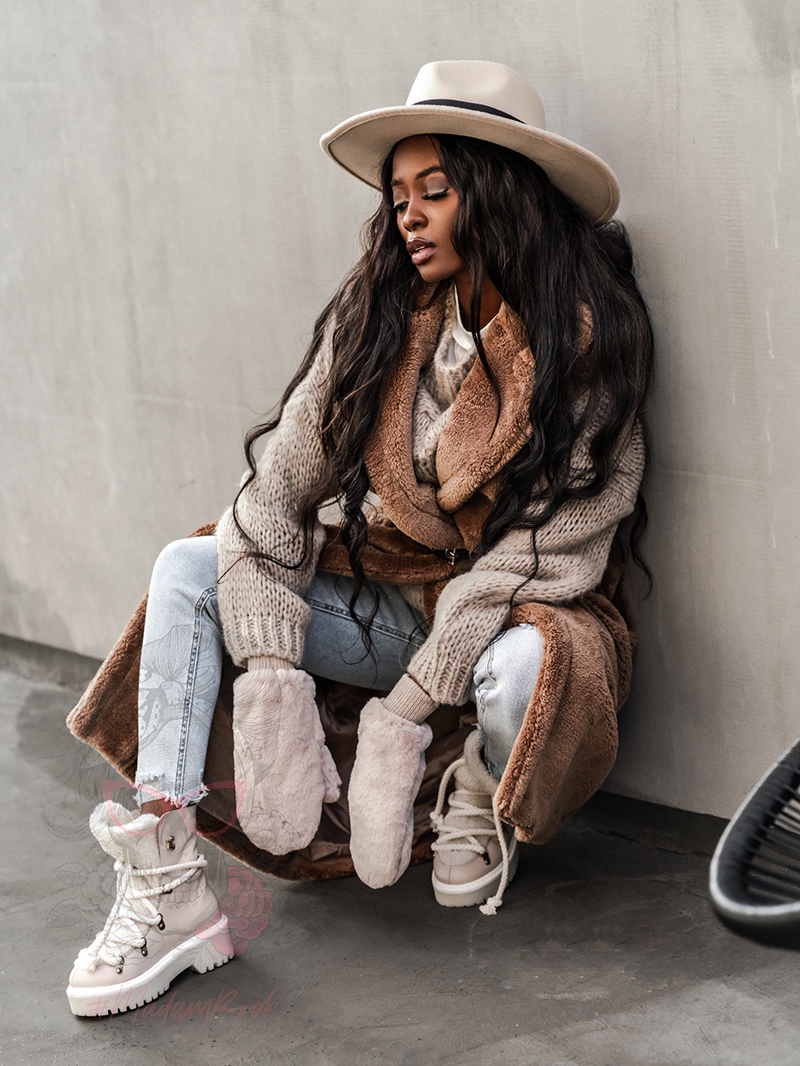 Śniegowce z kożuszkiem Aries Rock beżowe Śniegowce z kożuszkiem Aries Rock beżowe