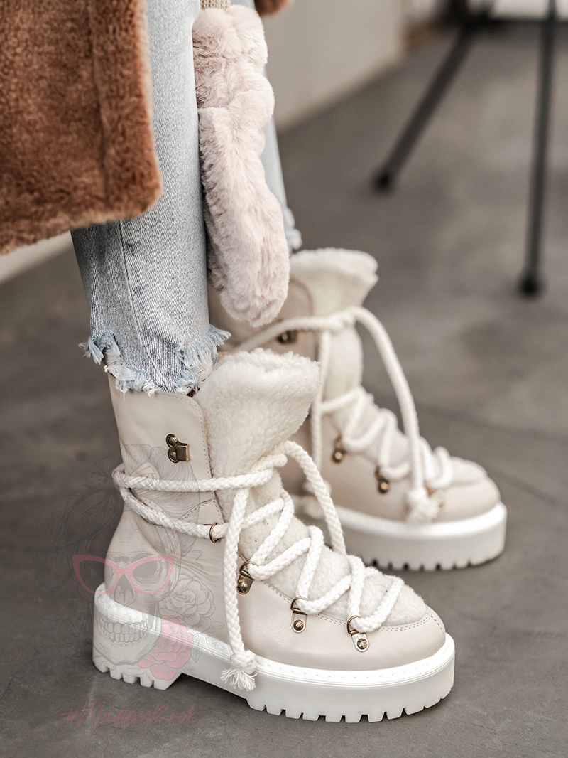 Śniegowce z kożuszkiem Aries Rock beżowe