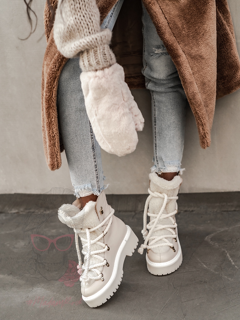 Śniegowce z kożuszkiem Aries Rock beżowe Śniegowce z kożuszkiem Aries Rock beżowe