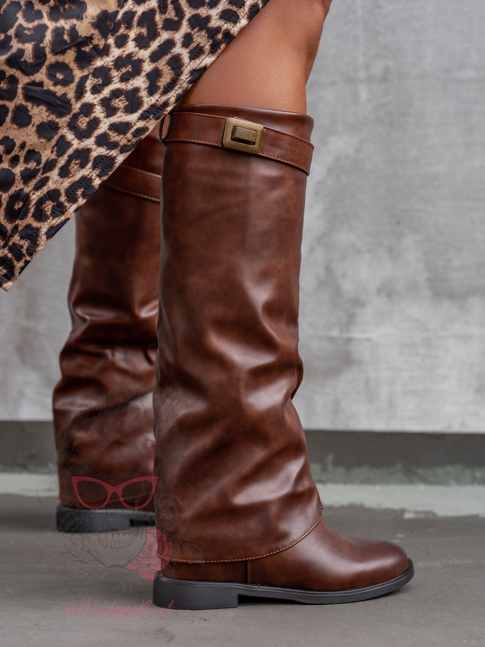 Kozaki koturny Modino Rock karmelowe